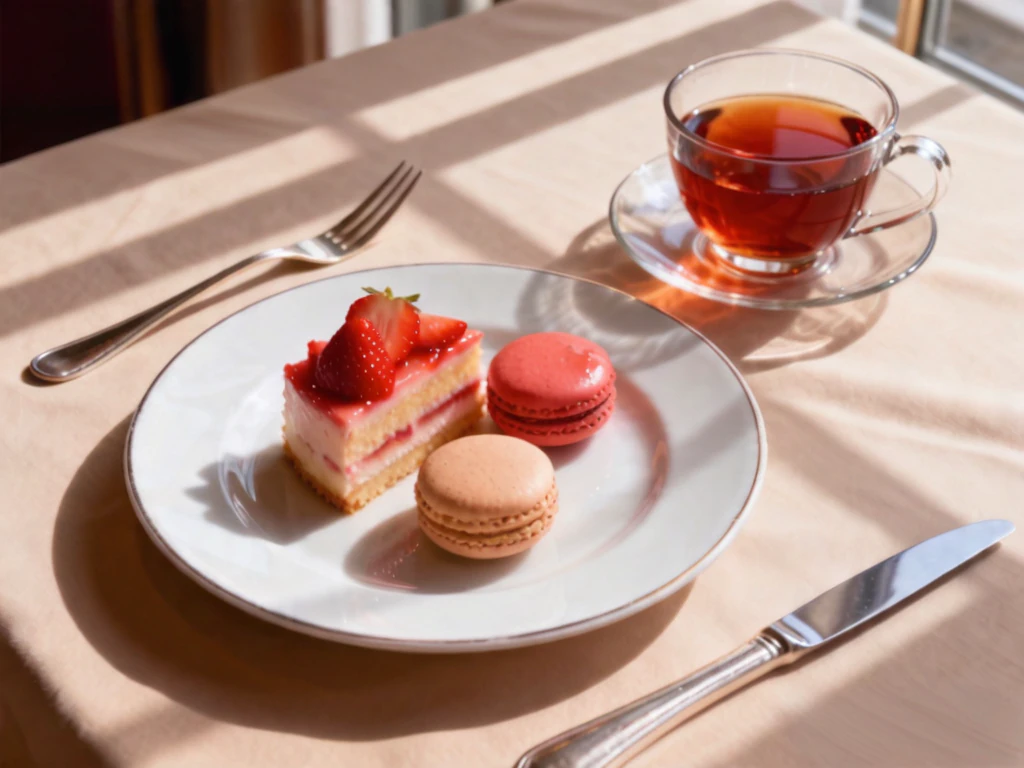 Dessert plate with MagicRemover logo overlay — after