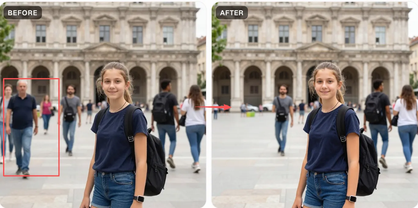 Step 1: Upload the photo — removing people from a photo with MagicRemover