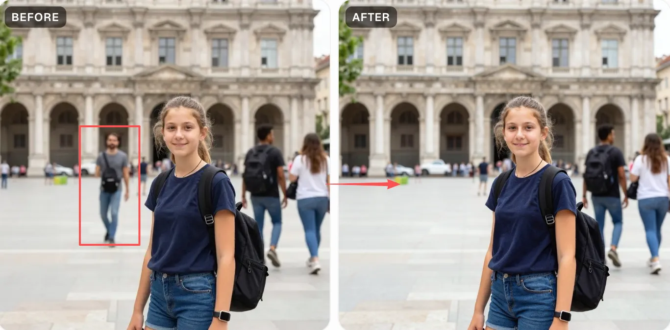 Step 2: Brush over every person you want gone — removing people from a photo with MagicRemover
